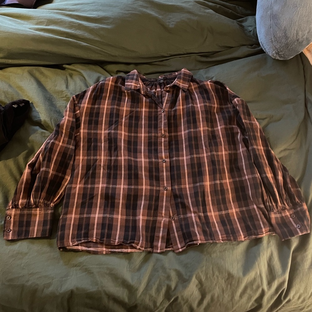 J. Crew brown flannel blouse
